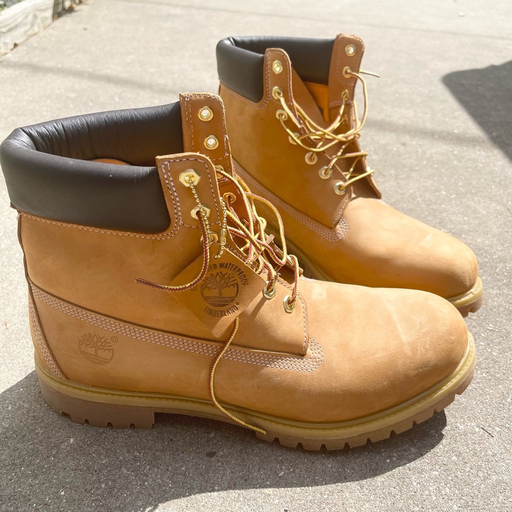 Beige Timberland boots